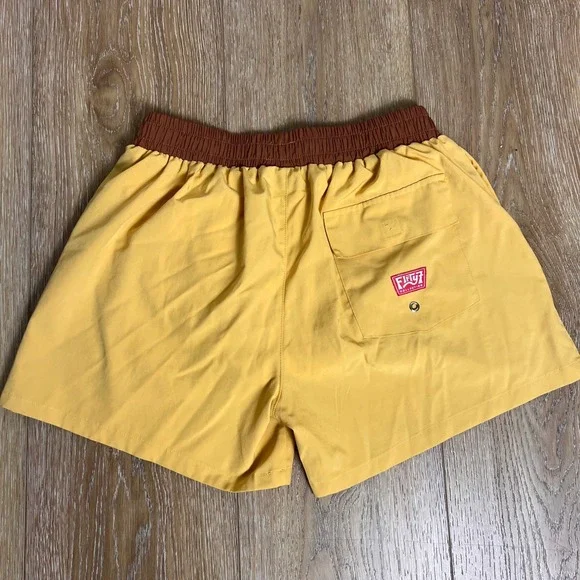 FIFTY BY JACKS SURFBOARDS Yellow Swim Trunks Shorts Mens Size L Elastic Waist - Picture 2 of 6